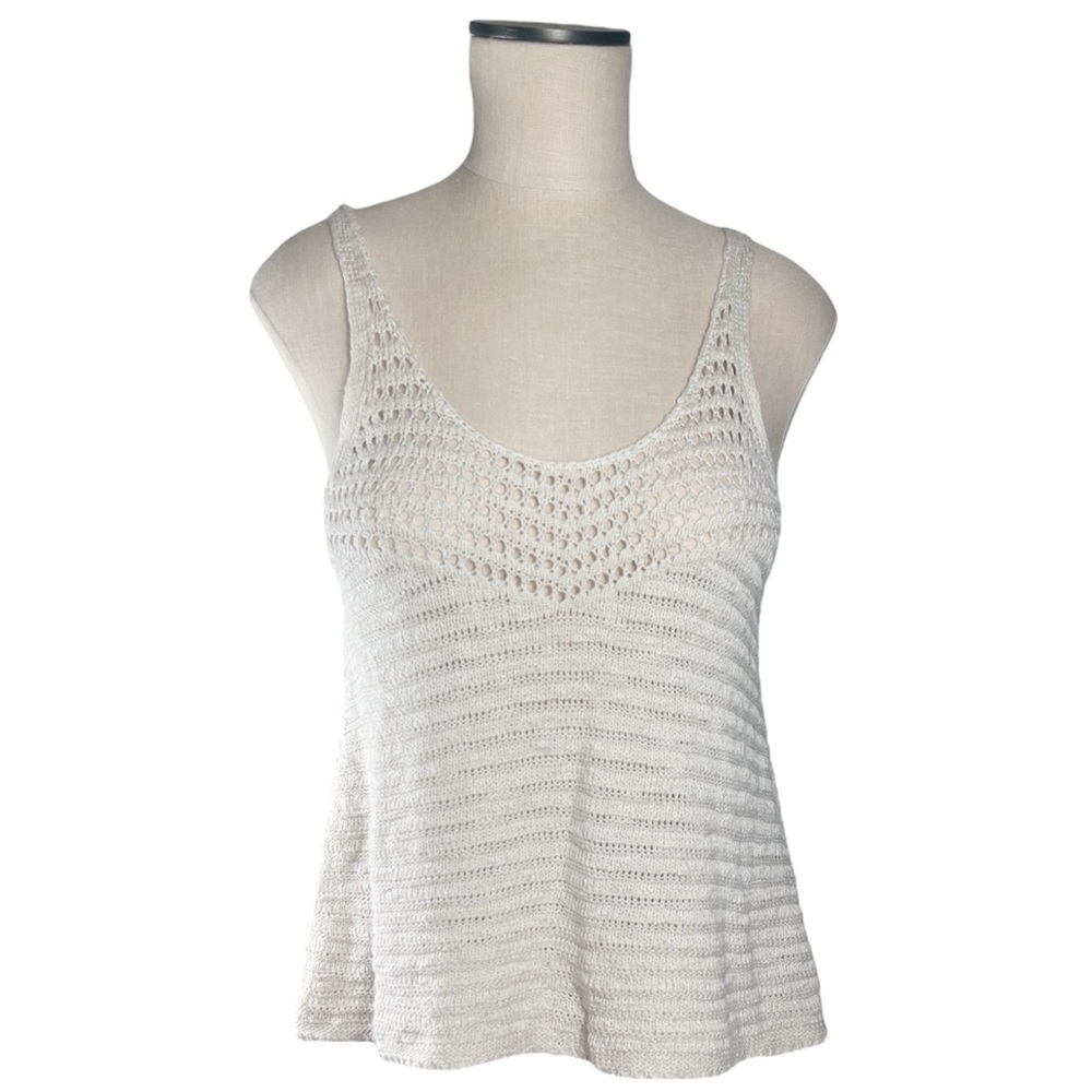 American Eagle Outfitters Tan Ribbed Crochet Tank Top Sz S Boho Summer Resort